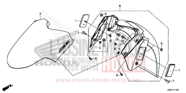 KOTFLUEGEL, VORNE von Forza 300 CRESCENT BLUE METALLIC (PB412) von 2019